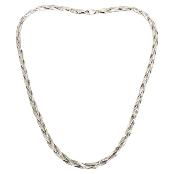 Unbranded Jewelry - Italian Solid Sterling Silver Triple Strand Woven Necklace - 18"